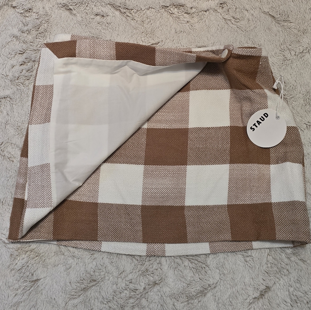 STAUD Tan and White Plaid Skirt - Picture 3 of 5
